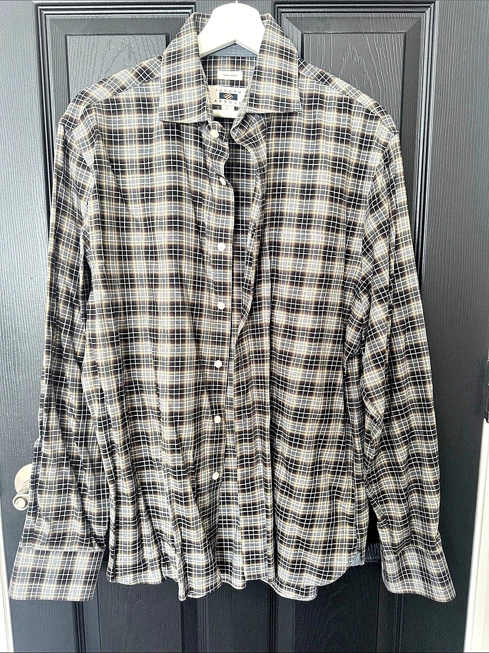 Joseph Abboud Plaid Cotton Shirt Size Large Like New